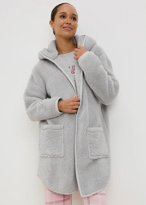 Grey Fleece Hooded Cardigan - XS Image 1
