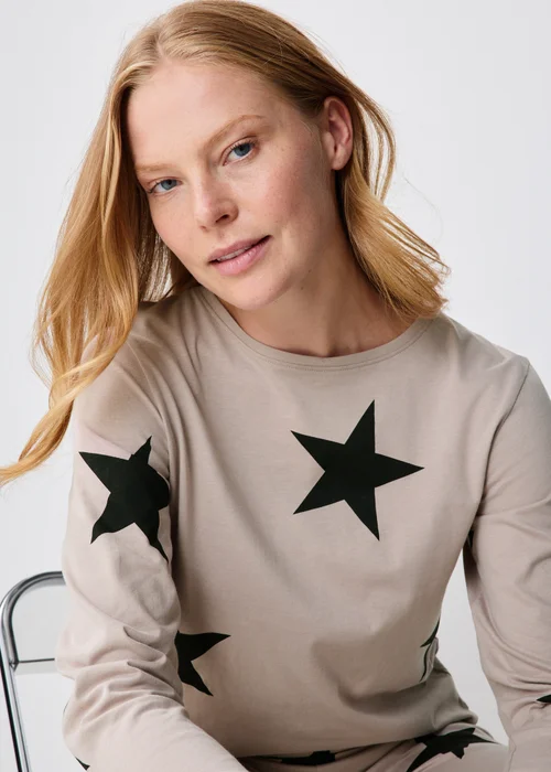 Taupe Star Print Pyjama Set - XS Image 3