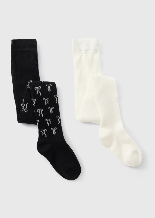 2 Pack Girls Bow Tights (2-9yrs)
