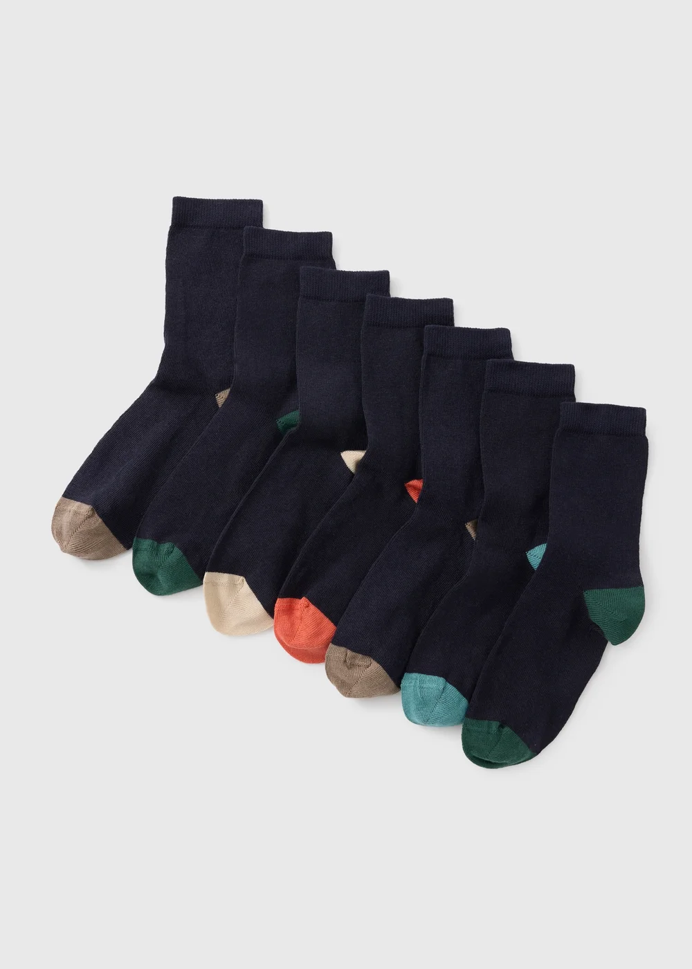 7 Pack Boys Navy Coloured Toe Socks (Younger 6 - Older 6.5) - 12.5-3.5 Image 1