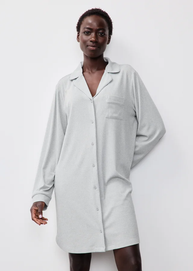 Grey Ribbed Traditional Nightie