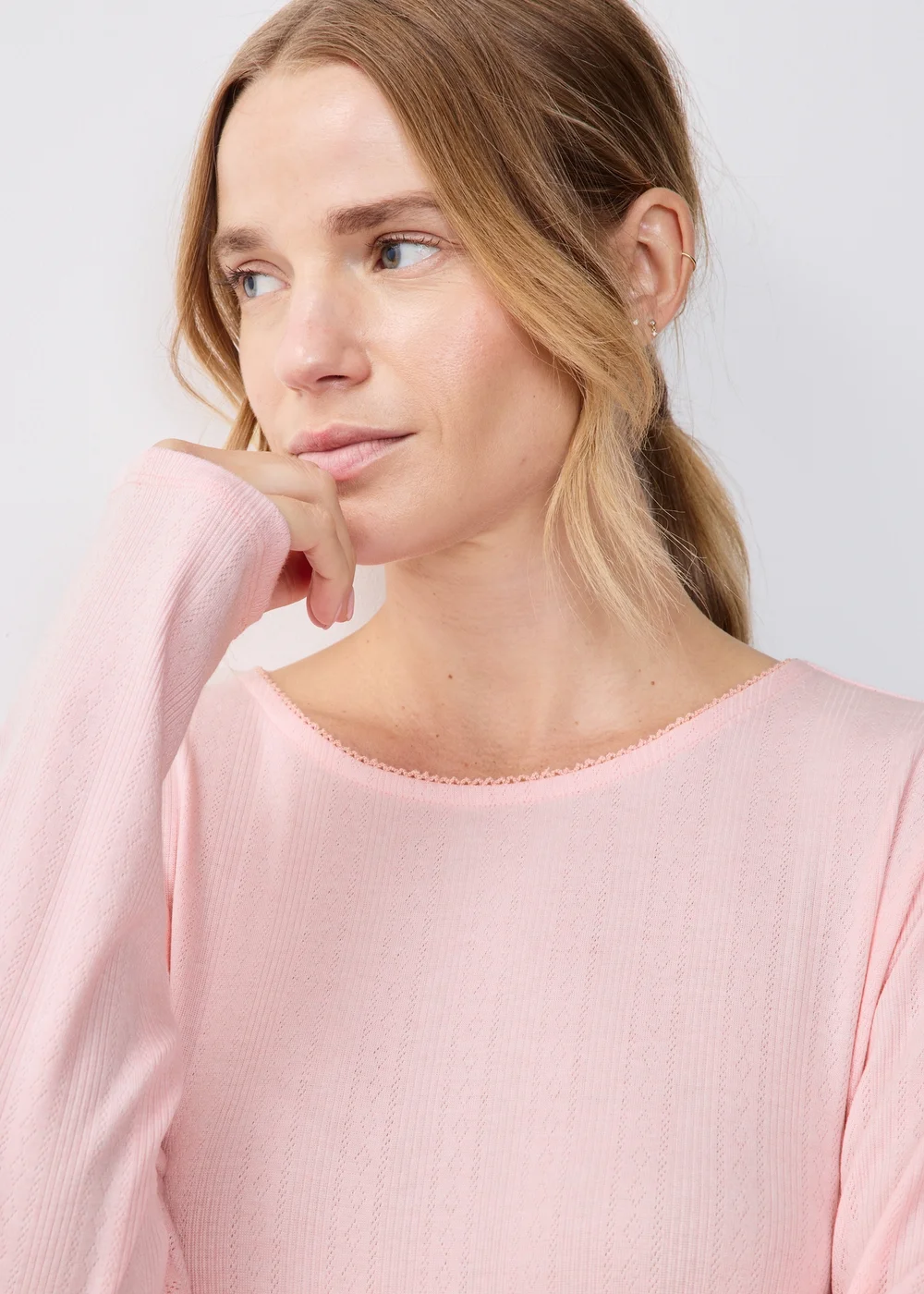 Pink Pointelle Long Sleeve Pyjama Set - XS Image 3