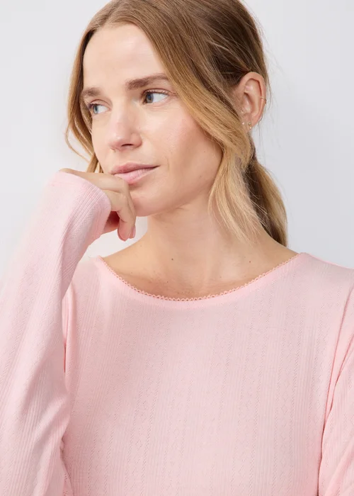 Pink Pointelle Long Sleeve Pyjama Set - XS Image 3