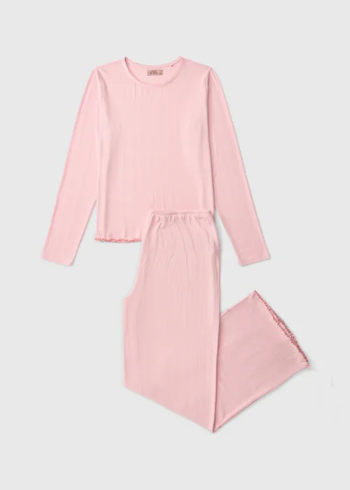Pink Pointelle Long Sleeve Pyjama Set - XS Image 4