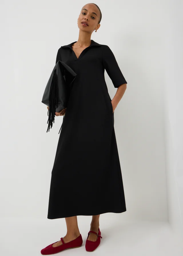 Black Polo T-Shirt Midaxi Dress