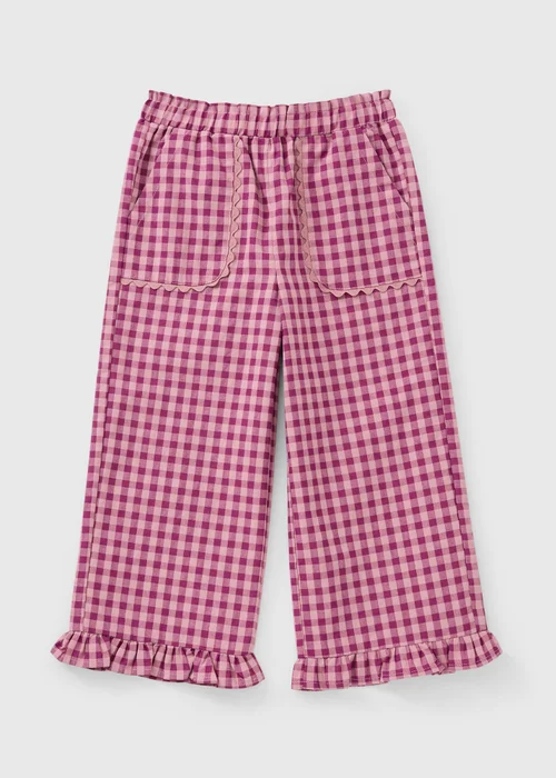 Girls Pink Gingham Woven Trousers (1-8yrs) - 3-4 Yrs Image 1