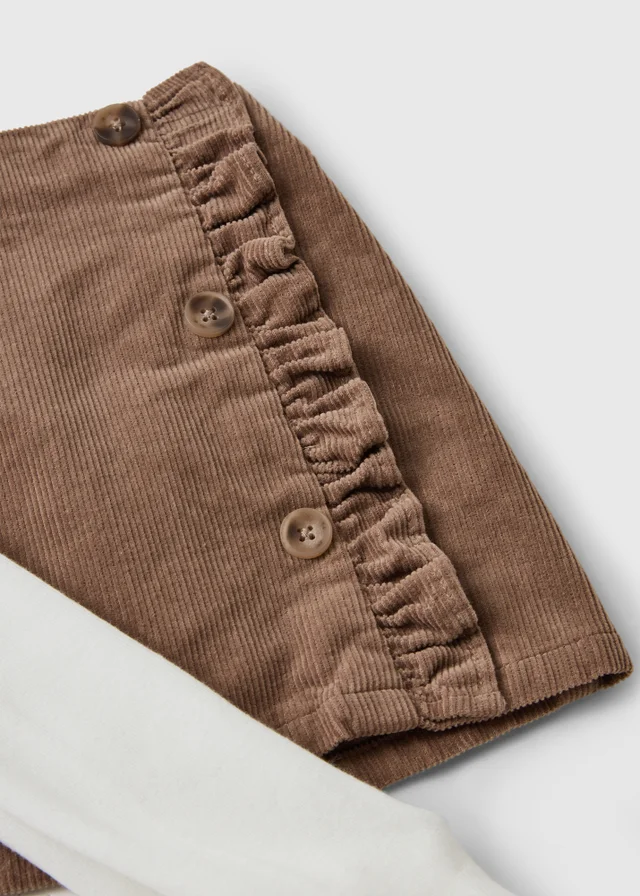 Girls Brown Cord Skirt & Tights Set (1-8 Yrs)