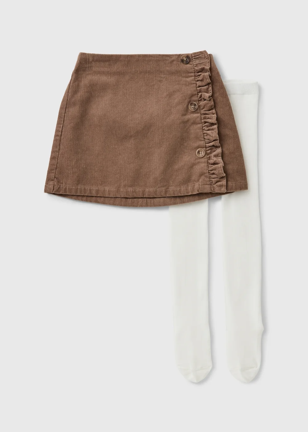 Girls Brown Cord Skirt & Tights Set (1-8 Yrs) - 1-1.5 Yrs Image 1