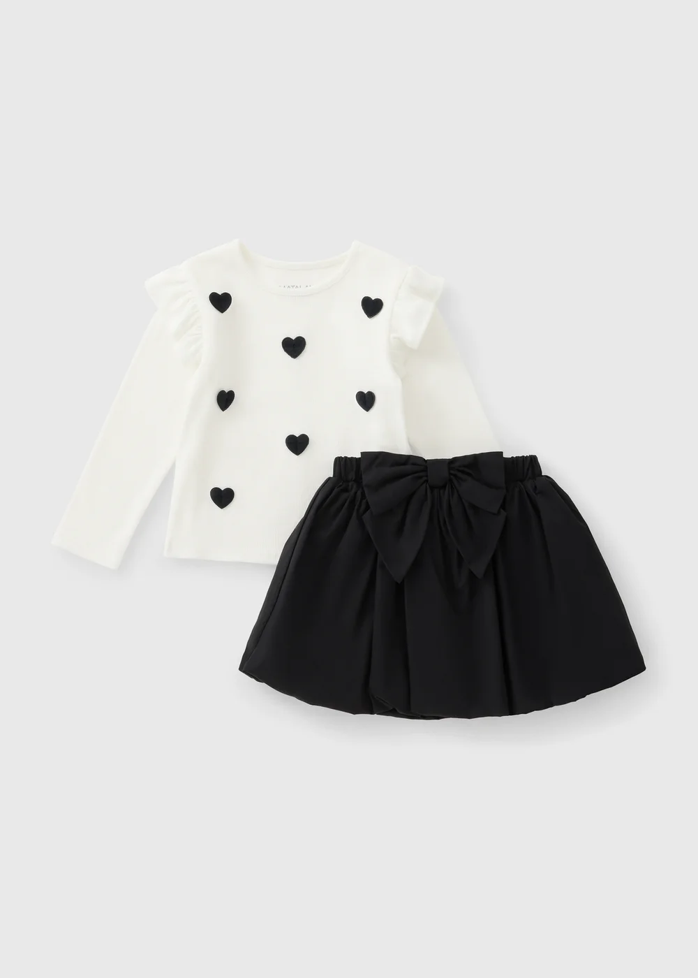 Girls Black & White Long Sleeve Top & Puffball Skirt Set (1-8yrs) - 1-1.5 Yrs Image 1