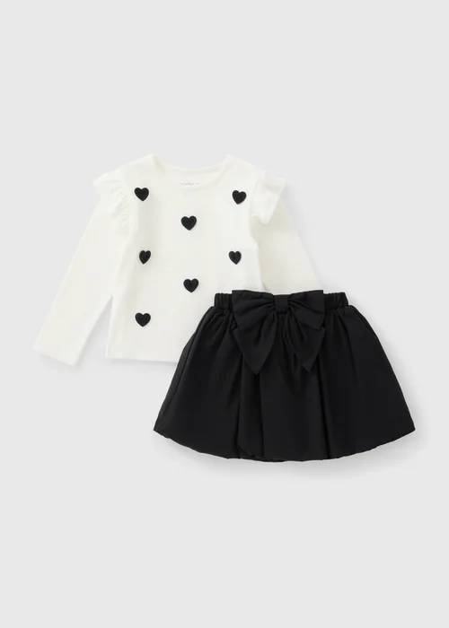Girls Black & White Long Sleeve Top & Puffball Skirt Set (1-8yrs) - 1-1.5 Yrs Image 1