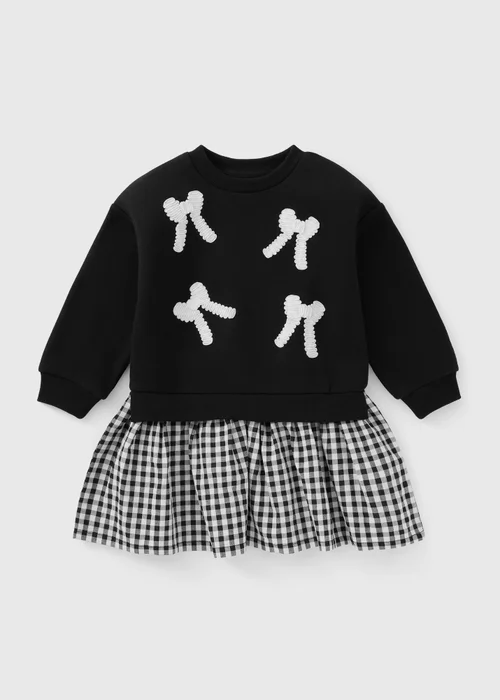 Girls Black Gingham Sweater Dress (1-8yrs) - 1-1.5 Yrs Image 1