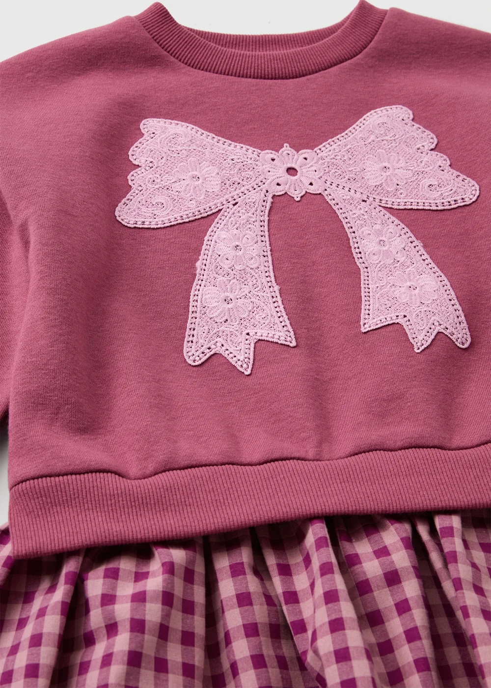 Girls Burgundy Bow Sweatshirt Dress (1-8 Yrs) - 1-1.5 Yrs Image 2