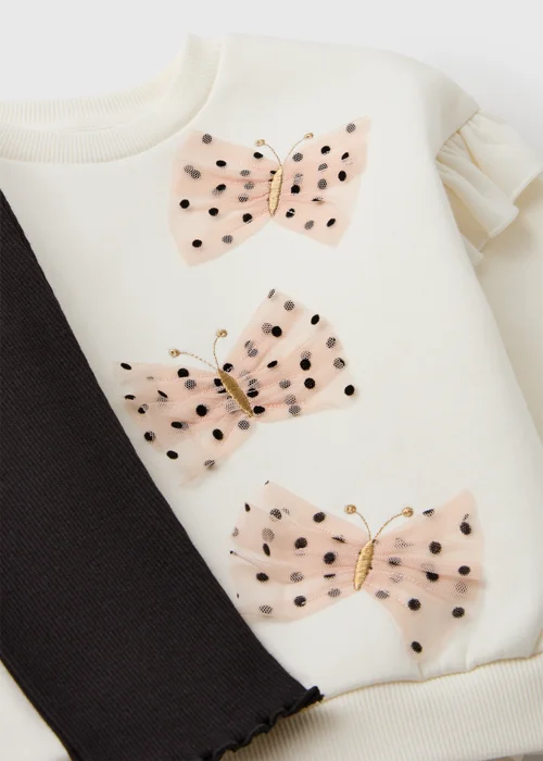 Girls Cream Sweatshirt & Black Legging Set (1-7yrs) - 1-1.5 Yrs Image 2