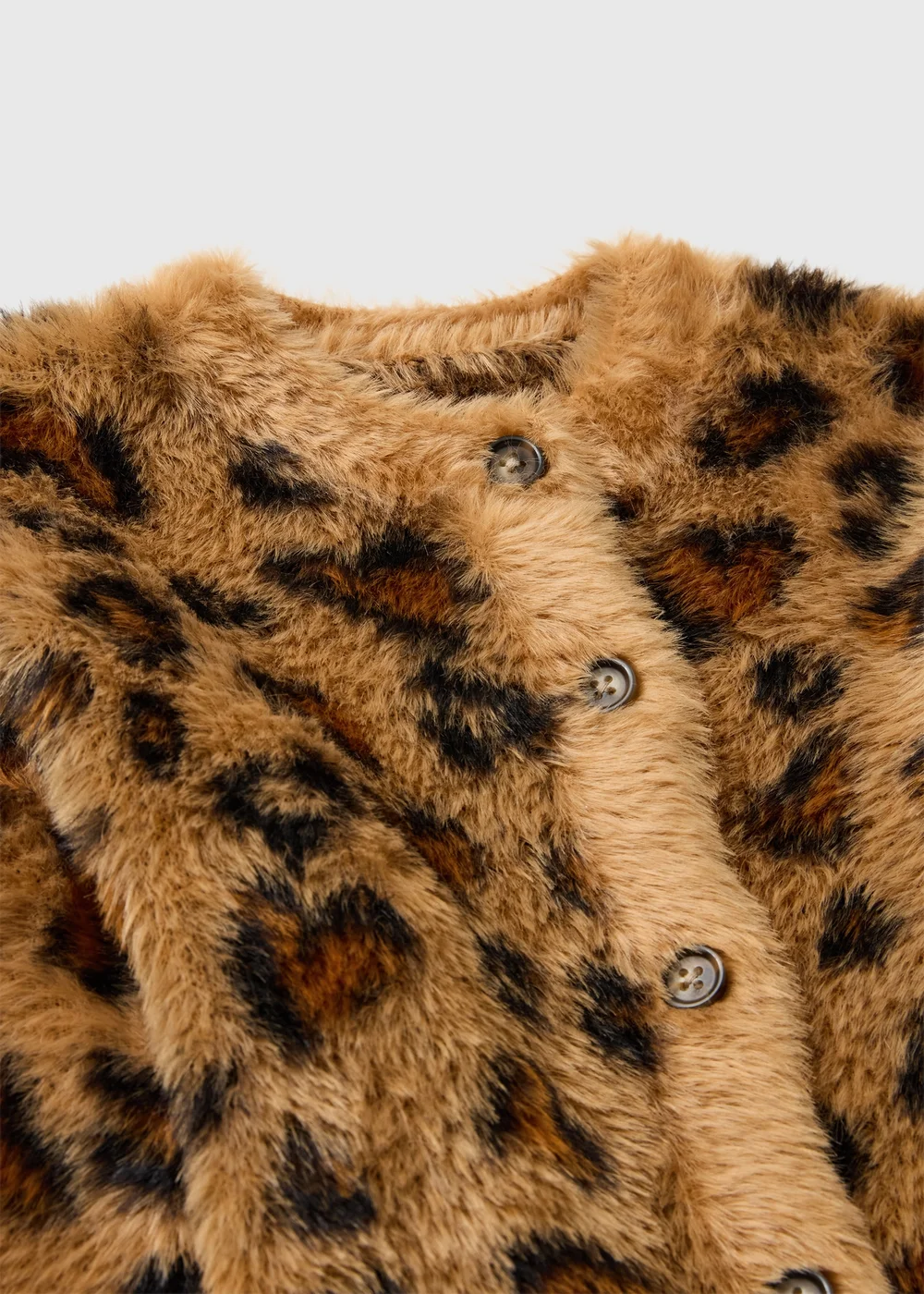 Girls Brown Leopard Fluffy Cardigan (1-7yrs) - 1-1.5 Yrs Image 2