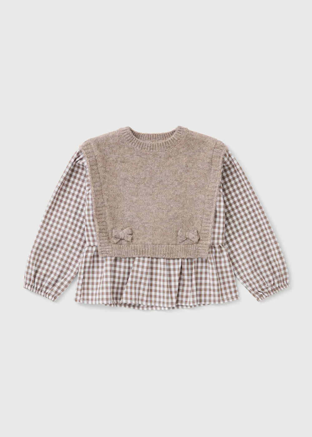 Girls Brown Woven Knit Blouse (1-8yrs) - 1-1.5 Yrs Image 1