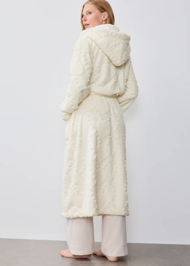 Cream Heart Hooded Dressing Gown
