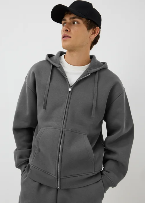 Grey Relaxed Zip Co Ord Hoodie - S Image 1