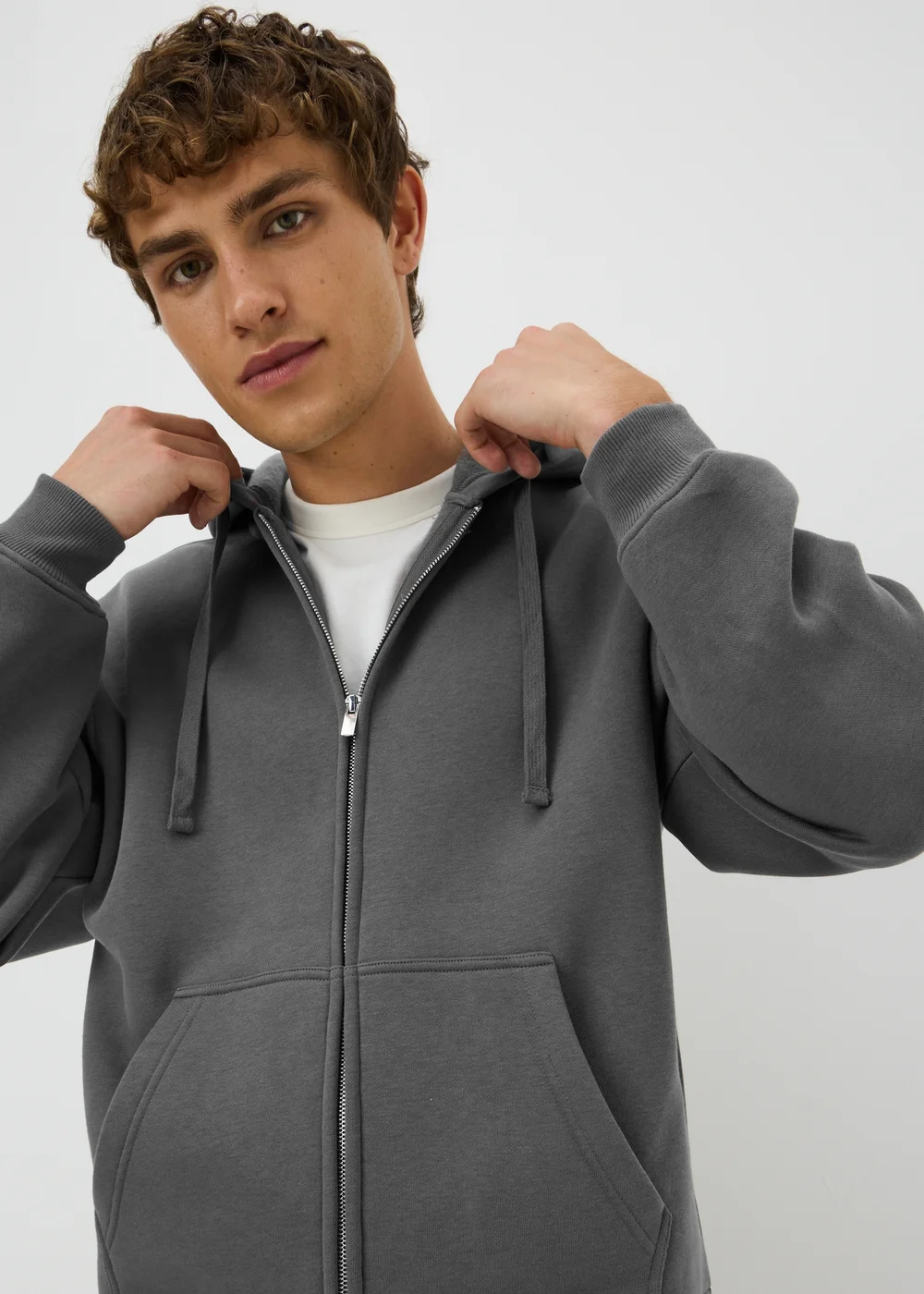 Grey Relaxed Zip Co Ord Hoodie - S Image 3