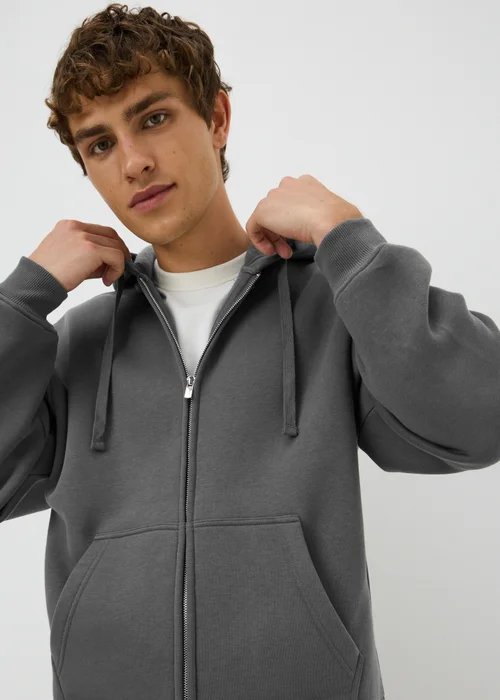Grey Relaxed Zip Co Ord Hoodie - S Image 3