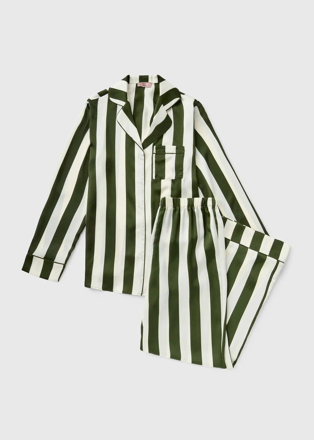 Green Striped Satin Traditional Pyjamas - 8 Image 1