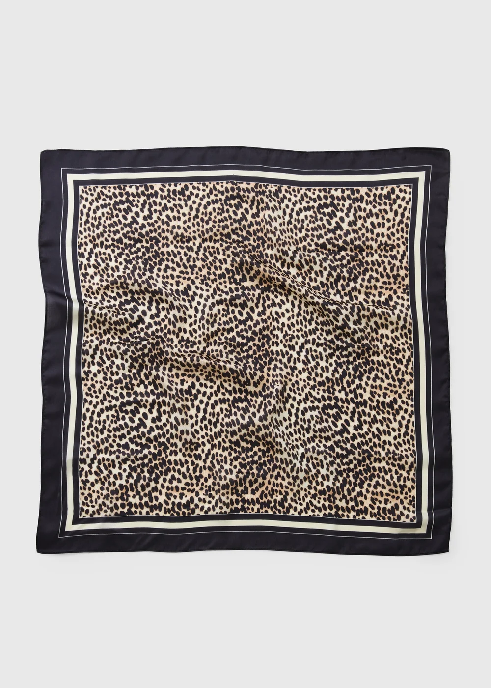 Brown Leopard Print Satin Scarf - One Size Image 1