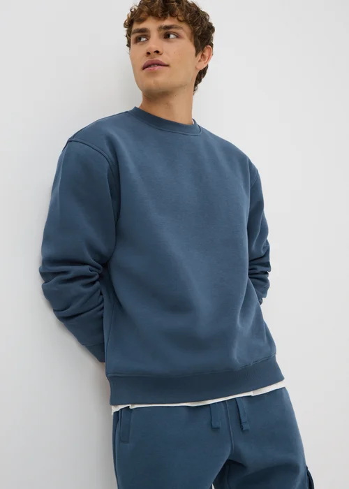 Blue Relaxed Crew Neck Sweatshirt - S Image 2