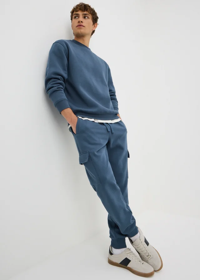 Blue Relaxed Crew Neck Sweatshirt