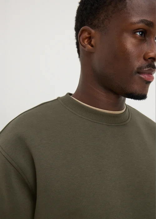 Khaki Relaxed Crew Neck Sweatshirt - S Image 3