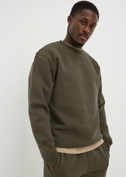 Khaki Relaxed Crew Neck Sweatshirt - S Image 1