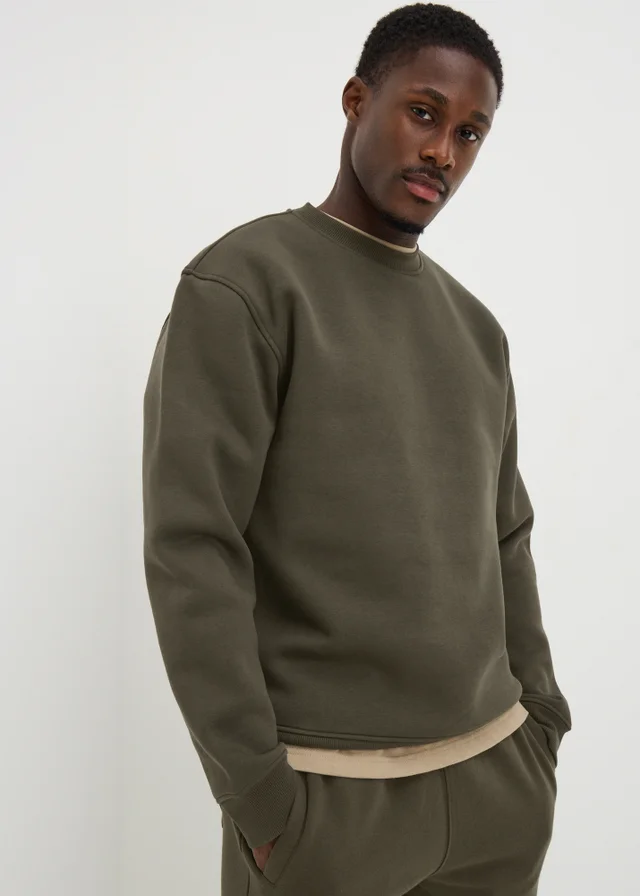 Khaki Relaxed Crew Neck Sweatshirt