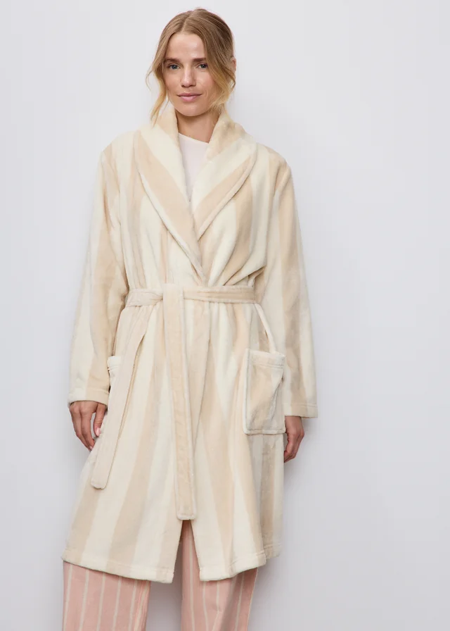 Beige Stripe Dressing Gown