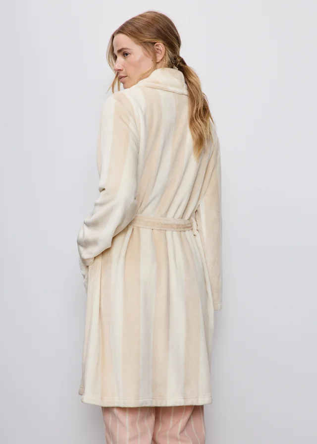 Beige Stripe Dressing Gown