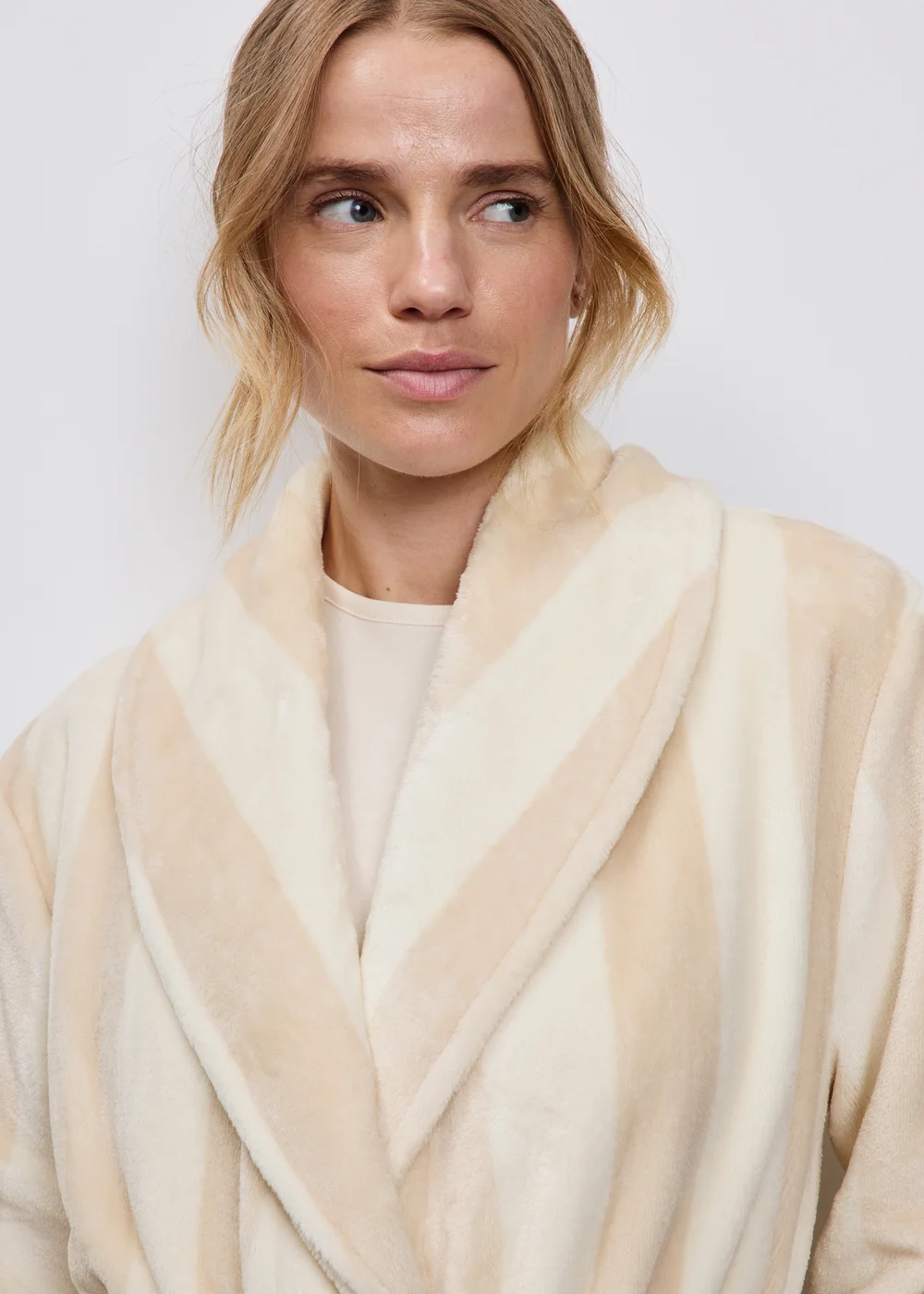 Beige Stripe Dressing Gown - XS Image 1