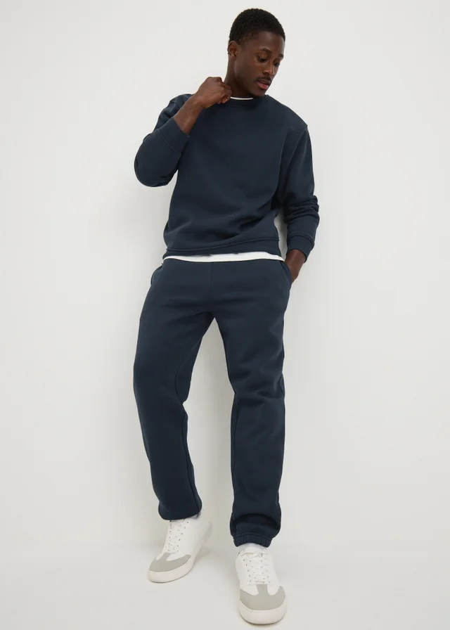 Navy Relaxed Cuff Co Ord Jogging Bottoms