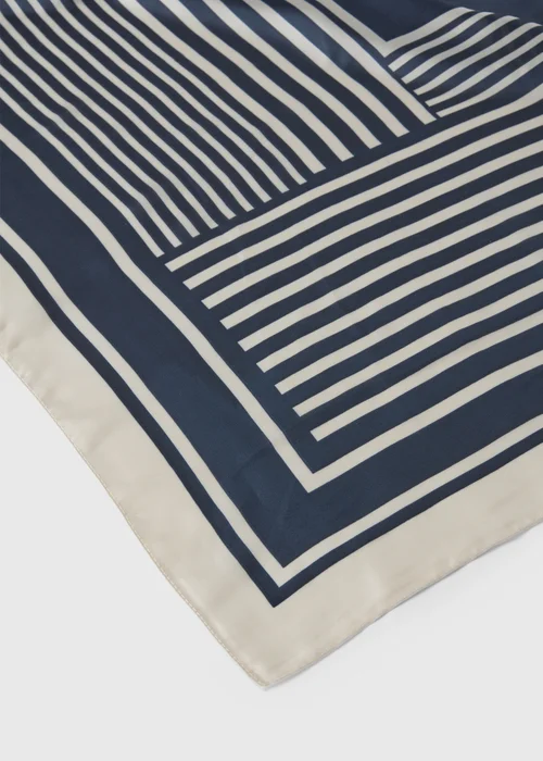 Navy Striped Satin Scarf - One Size Image 2