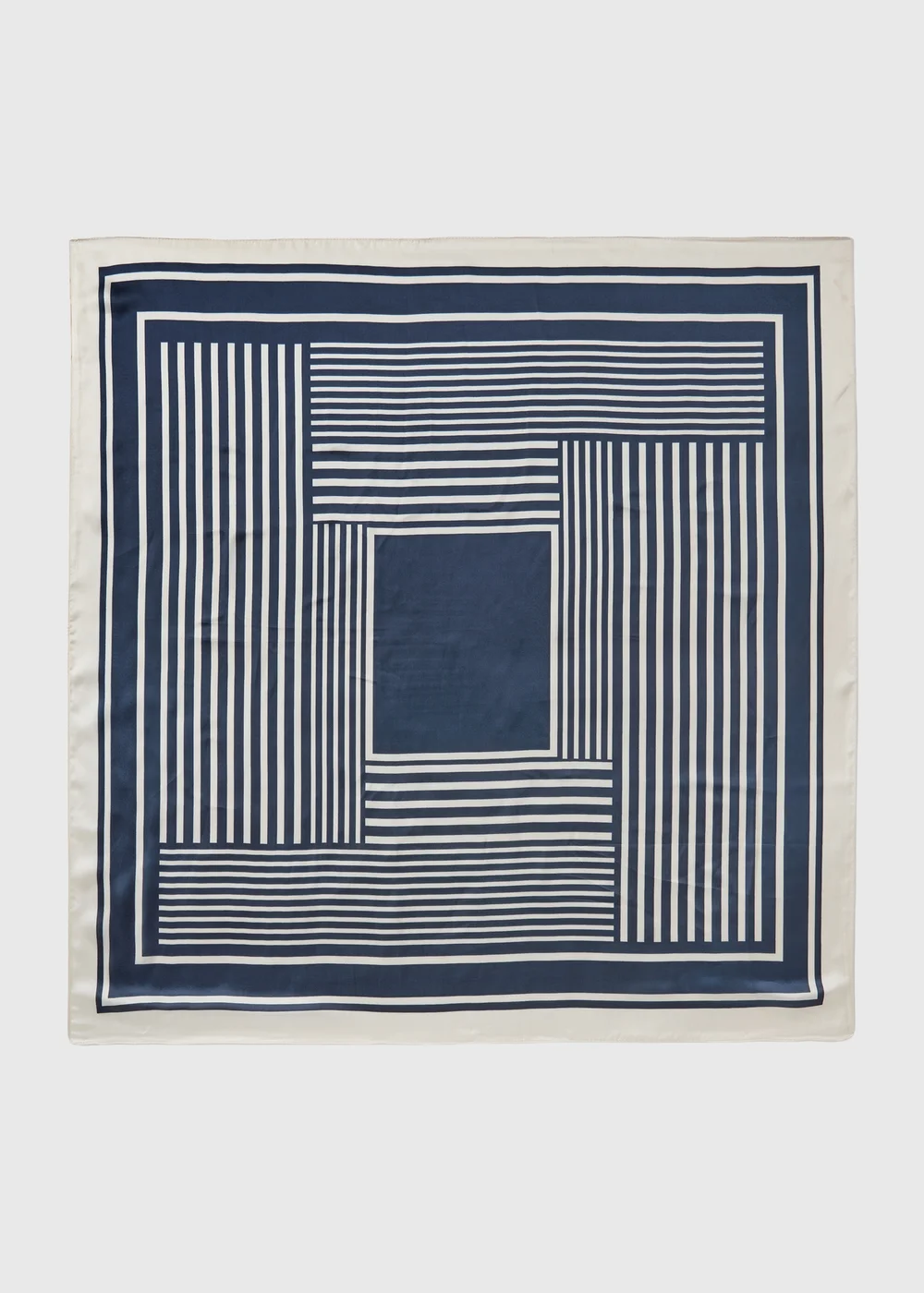 Navy Striped Satin Scarf - One Size Image 1