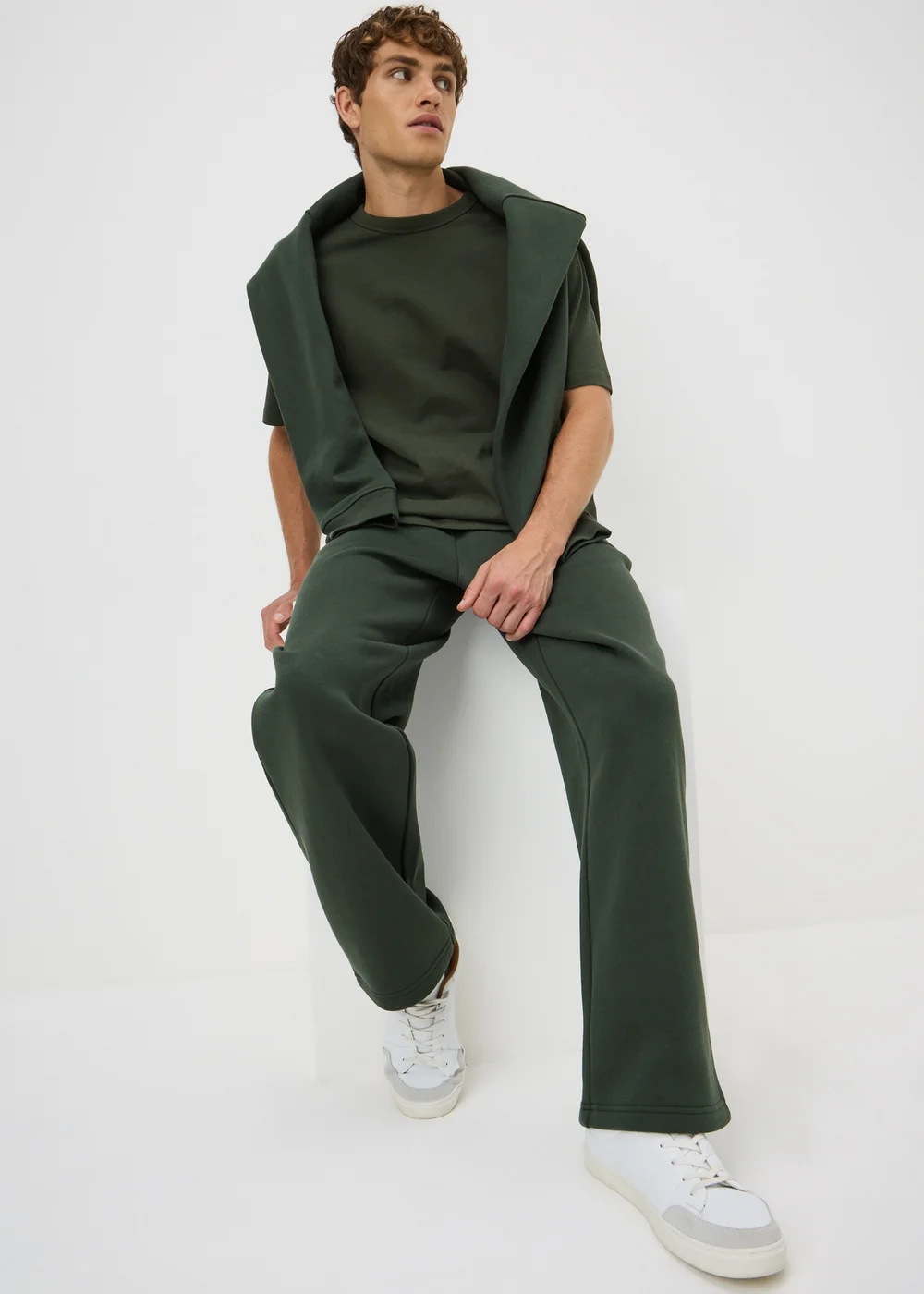 Green Relaxed Straight Co Ord Jogging Bottoms - XS Image 1