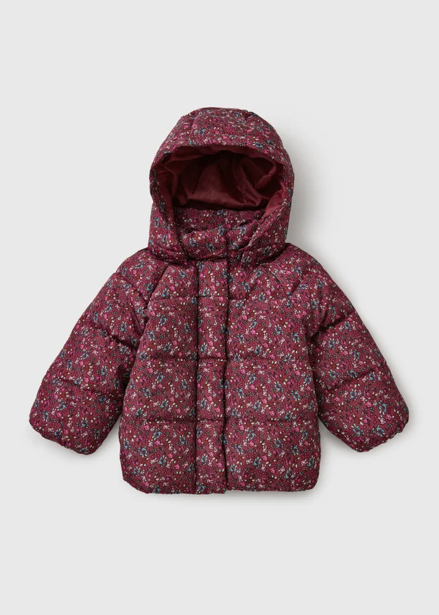 Girls Floral Puffer Coat (1-8yrs)