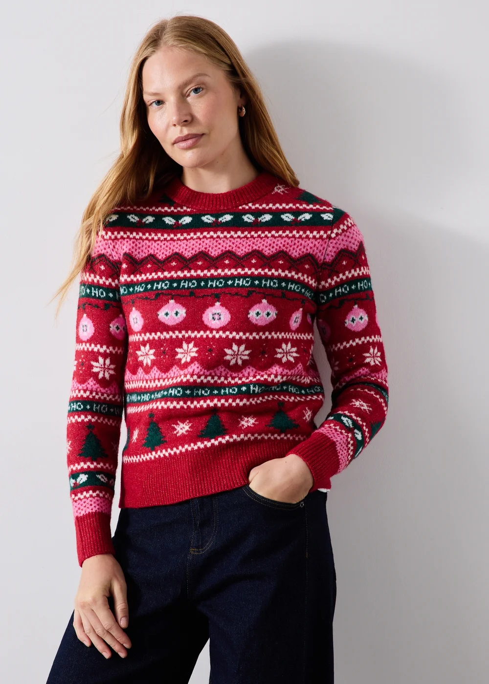Red Fairisle Matching Family Christmas Jumper - XS Image 1