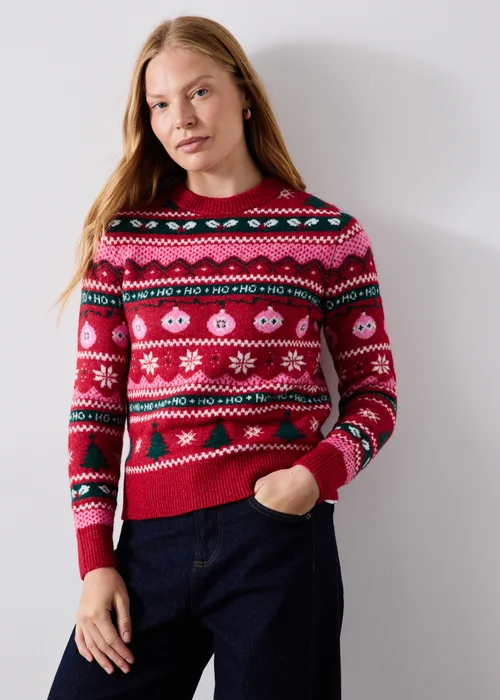 Red Fairisle Matching Family Christmas Jumper - XS Image 1