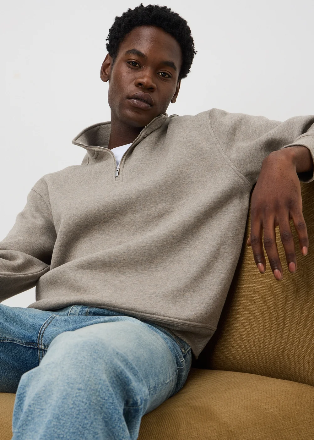 Ecru Relaxed 1/2 Zip Jumper - S Image 1