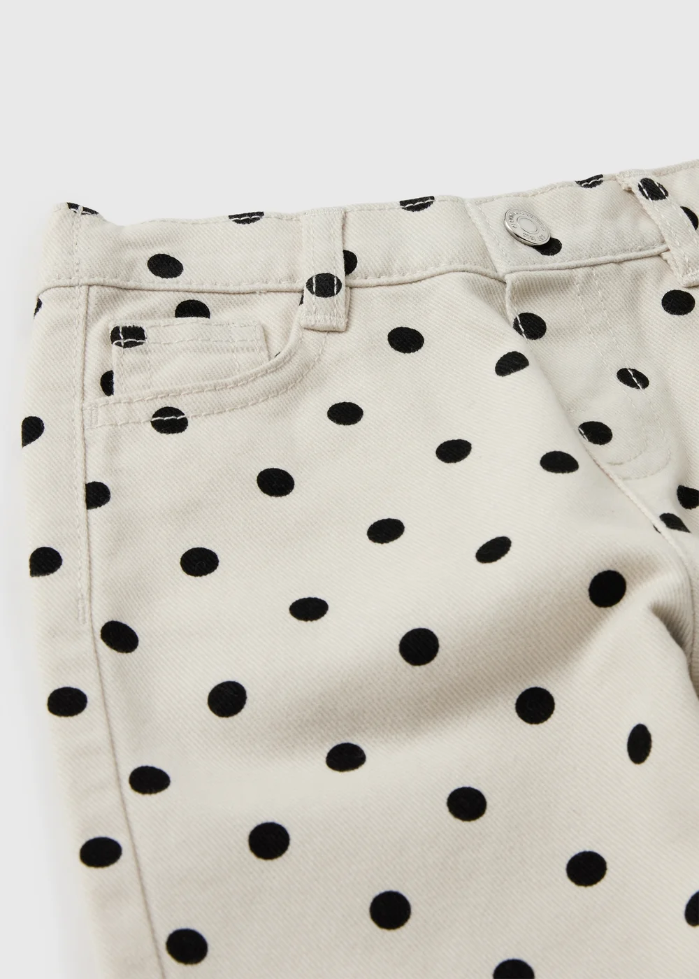 Girls Cream Polka Dot Jeans (1-8 Yrs) - 1-1.5 Yrs Image 2