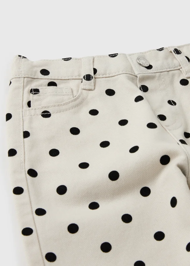 Girls Cream Polka Dot Jeans (1-8 Yrs)