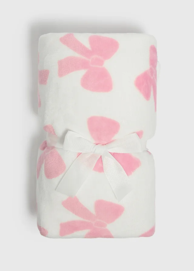 Baby Pink Bow Fleece Blanket