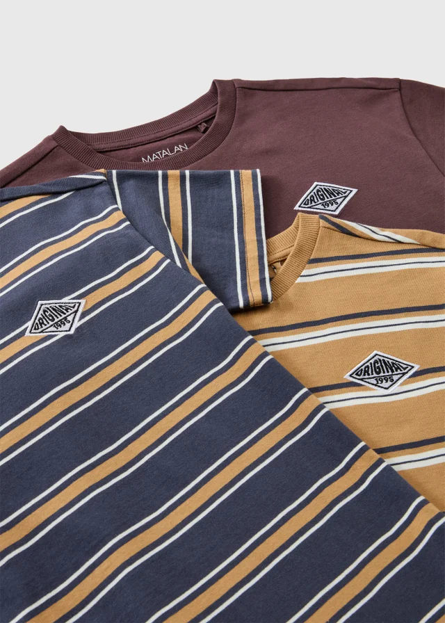 3 Pack Boys Multi Striped T-Shirts (7-15 Yrs)