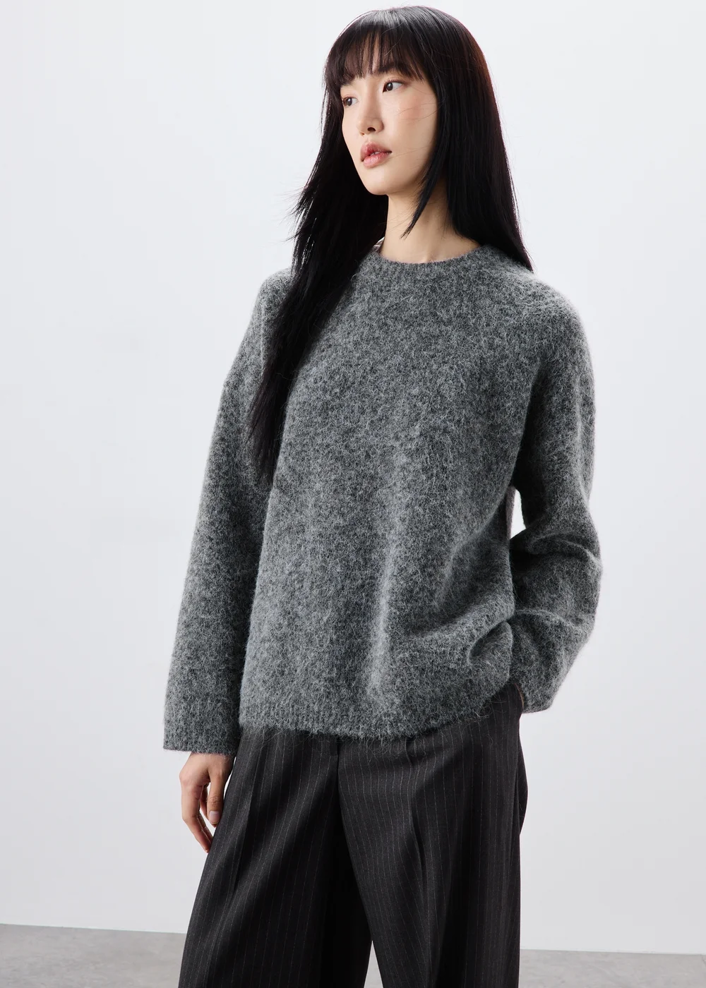 Charcoal Grey Fluffy Jumper - XS Image 1