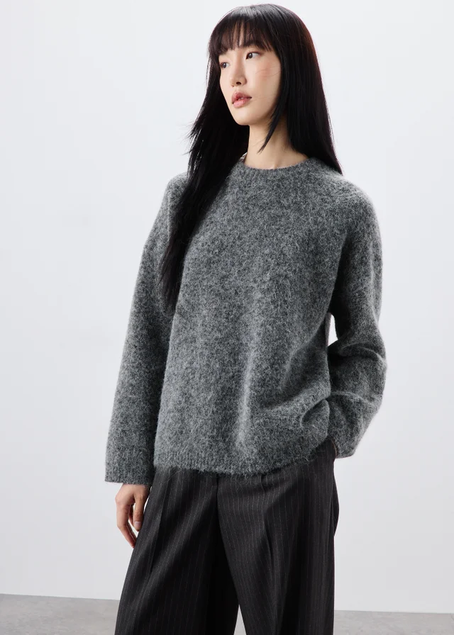 Charcoal Grey Fluffy Jumper