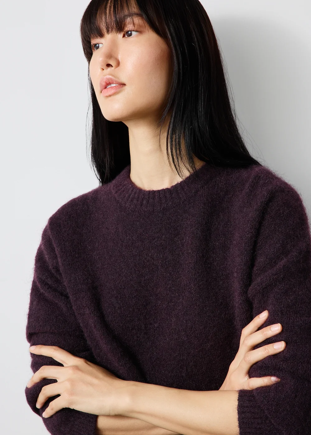 Plum Alpaca Blend Fluffy Jumper - XS Image 3