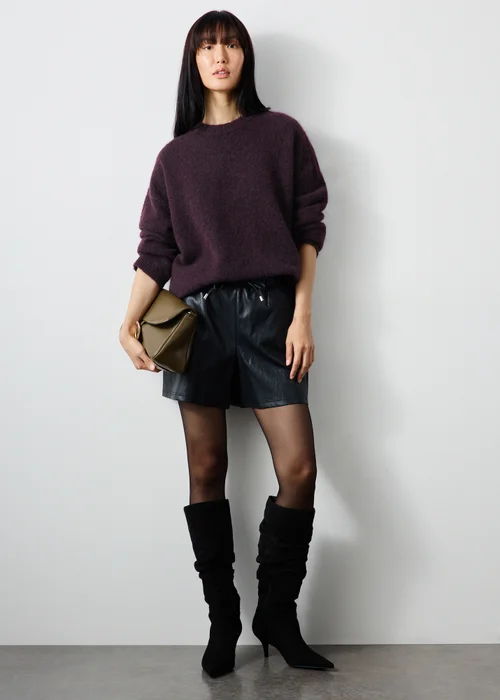 Plum Alpaca Blend Fluffy Jumper - XS Image 4