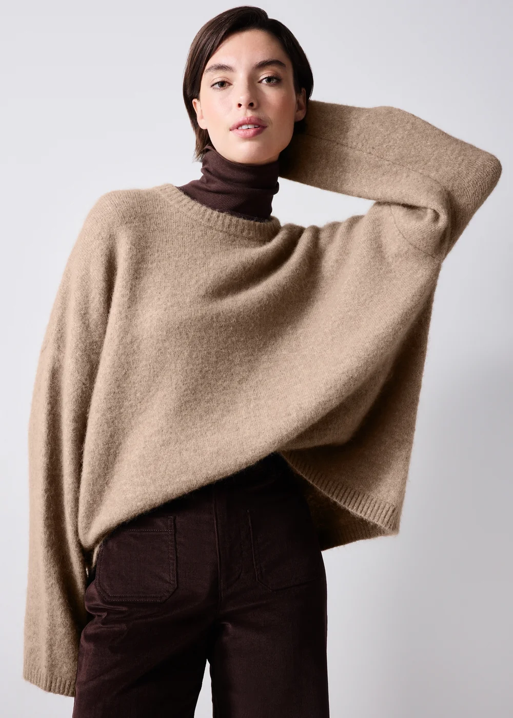 Oatmeal Alpaca Blend Fluffy Jumper - XS Image 1